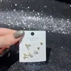 Nuevo Conjunto de Aretes de Múltiples Piezas, Aretes de Mariposa, Circonita Súper Brillante, Galvanizado Ecológico, Aguja de Plata S925, Moda de Invierno
