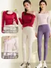 Conjunto de yoga de encaje de un hombro, conjunto de manga larga para otoño/invierno para mujer, con sujetador incorporado, estilo nuevo, sexy, elegante y deslumbrante top de fitness
