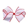 Pasador de Pelo Infantil con Lazo Tridimensional y Contorno, Pinza para Flequillo de Niña con Cinta Roja Hilo, Accesorios para el Cabello de Bebé Hechos a Mano