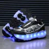 Sapatos de Rodinhas Invisíveis de Quatro Rodas Baratos para Crianças, Tênis Brinquedo para Meninos, Patins Retráteis de Oito Rodas para Meninas