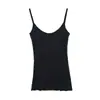 Top Camisola Ajustado Estilo Francés Wanwei para Mujer Primavera 2026 Nuevo Estilo Tirante Fino Borde Enrollado Chaleco de Punto P4065