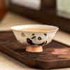Arroz Amarelo Esmalte Panda Brincar Borboleta Pé Alto Xícara de Chá Xícara Master Cup Única Anti-escaldante Kung Fu Chá Chá Xícara de Chá Conjunto de Chá de Cerâmica