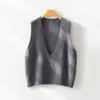 Chaleco de Lana Merino Pura Australiana con Cuello en V, Chaleco de Punto Versátil para Superponer, Chaleco de Lana para Mujer
