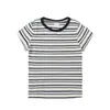Camiseta de Manga Corta a Rayas Estilo Retro Americano Ajustada Hombro Normal para Mujer, Nuevo Estilo de Verano, Top Corto Versátil de Moda, Camiseta Básica