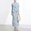 Conjunto plisado único, hermoso e impresionante para mujer de alta gama, un conjunto completo de dos piezas que consta de un cárdigan y una falda