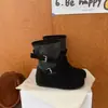 Otoño Invierno 2026 Nuevas Botas Vaqueras Retro Occidentales para Mujer Tacón Grueso Botas de Media Caña Hebilla de Cuero Botas de Jinete Botas Cortas de Motocicleta