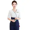 Moda Otoño Invierno para Mujer Manga Media Masaje de Pies Baño de Pies Uniforme de Técnico Estilo Coreano Set de Ropa de Trabajo para Salón de Belleza Ropa Profesional para SPA