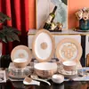 H Lujo Ligero Retro Serie Carruaje Dorado Hermes Vajilla de Porcelana Fina Juego de 41 Piezas Regalo Ideal para Inauguración de Casa