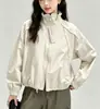 Nueva Chaqueta Corta con Cuello Alto para Mujer Otoño 2026, Abrigo Versátil con Cremallera de Ajuste Holgado Vintage para Mujeres Menudas, Ropa de Abrigo de Moda