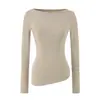Camiseta Blanca de Manga Larga de Algodón Corte Delgado Capa Interior Capa Base Ajustada Estilo Otoño Delgado para Mujer Hombro Normal Estilo Coreano Top para Superponer