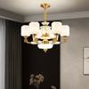 Nueva lámpara de araña de estilo chino totalmente de cobre para sala de estar, dormitorio, lámpara principal de mármol, estilo chino, villa, hotel, ingeniería, restaurante, iluminación