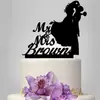 Tarjeta de Pastel de Bodas Acrílica Elegante Retro Personalizada Pastel Beso Pareja Pastel Letra Inglesa Decoración