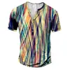 Europa y Estados Unidos transfronterizos súper ventas nueva playera de botones 7 con abertura frontal impresión digital 3D para hombre callejera de manga larga top deportivo