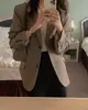 Chaqueta de Traje Básica Multicolor Estilo Coreano para Mujer Primavera/Otoño 2026, Solapa, Un Botón, Holgada, Adelgazante, Para Ir al Trabajo, Traje Pequeño