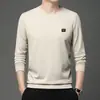 Nova Blusa de Moletom Masculina de Manga Longa 2024 Casual Versátil Moda Masculina Camiseta Gola Redonda Manga Longa Top Camisa Básica Masculina