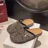 Mocassins de Malha com Strass para Mulheres, Uso ao Ar Livre, Nova Moda Versátil Verão 2026 Sandálias Slip-On