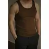 Colete Estreito Elástico de Verão Masculino Fio de Algodão Seda Gelada Sem Mangas Camiseta Esportiva Fitness Base Europeia e Americana
