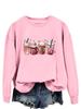 Amazon eBay transfronterizo estación independiente amor té con leche helado estampado divertido cuello redondo suéter de mujer Primavera y Otoño Nuevo