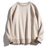 Suéter Masculino Gola Redonda 350g Lã Fleece Cor Sólida Nova Moda Estilo Hong Kong Solto Cor Sólida Manga Longa Top Camisa Básica Casual
