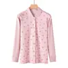 Cardigan Top para Mulheres de Meia-Idade e Idosas Roupas de Outono para Mãe Jaqueta de Algodão Puro Roupa Íntima Térmica Cardigan de Vovó Suéter de Algodão Peça Única