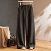 Calças largas sob medida para mulheres no estilo old money, nova coleção outono 2026, versáteis para o trabalho, design popular, cobrem o quadril, emagrecem, calças de perna curva