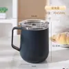 Taza portátil de acero inoxidable 304 con asa, forma de U, gran capacidad para beber directamente, adecuada para el hogar y la oficina, con diseño personalizado