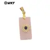 Wt-P2011 Exportación Más Vendido Pequeño Sol Dorado Incrustado Piedra Natural de Colores Colgante Rectangular Accesorios Hechos a Mano