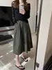 Falda de Longitud Media Estilo Ropa de Trabajo para Mujer, Nuevo Estilo Primavera Temprana, Estilo Perezoso, Versión Coreana, Tiro Alto, Adelgazante, Falda Casual de Línea A de Longitud Media