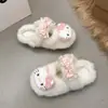 Lindas Zapatillas Peludas de Hello Kitty Alta Apariencia Princesa 2026 Zapatillas Felpa Esponjosas Usar Suela Gruesa Antideslizante Otoño Invierno Temperamento
