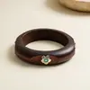 Pulsera de flor de madera degradada de resina de estilo étnico europeo y americano, pulsera nicho vintage transfronteriza, joyería de moda retro para mujer