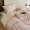 2026 Novo Estilo Ins Fresco e Simples Jacquard Waffle Lavado em Alta Temperatura Algodão 100% Algodão Lavado Conjunto de Quatro Peças - Série de Tecidos