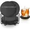 Juego al por mayor Posavasos Pizarra Negra para Bar de Whisky Posavasos de Pizarra Natural Aislante del Calor Posavasos de Piedra con Soporte