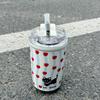 Termo de Acero Inoxidable con Diseño de Gato Invernal Pintado a Mano, Alto Valor Estético, Popote y Botella de Agua Portátil Hecha de Acero Inoxidable 316