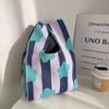 Bolso de Mano para Mujer del Festival del Bote del Dragón Panda, Bolso Cubo Tejido, Estilo Coreano y Japonés Versátil, Bolso Tote Casual, Bolsa para el Almuerzo, Lindo y Divertido