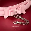 Set de moño rosa brillante de cuero para accesorios SM eróticos, esposas para entrenamiento de sirvienta, productos para adultos venta al por mayor de fábrica y entrega