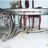 Mesa de café forjada de hierro forjado estilo europeo para sala de estar, mesa de comedor de artesanía metálica, mesa de té de hierro forjado para casa