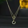 Corrente Elegante para Clavícula Banhada a Ouro Real com Zircônia Microincrustada Feminina Sensação de Alto Padrão Zircônia Pétala Estrela Bamang Corrente de Pescoço Cyber Red