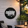 Placa Decorativa de Lata con Letras de Animales del Zodiaco para Comercio Exterior, Colgante de Cuerda de Cáñamo Redonda de 20/30 cm, Pintura
