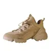 Zapatos D Family Torre para Mujer ins Modernos de Cuero Genuino 2023 Nuevo Estilo con Cordones Punta Redonda Pie Pequeño Suela Gruesa Aumentada Tenis para Mujer