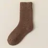 Calcetines de Lana al 35% para Mujer, Otoño e Invierno, Extra Gruesos, Color Sólido, Media Pantorrilla, Suela de Rizo Color Sólido, Calcetines de Rizo de Cachemira Cálidos de Invierno