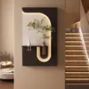 A pintura em arenito da Galeria de Arte Qiaojia oferece uma sensação de luxo leve e de alta qualidade, adequada para decoração de hall de entrada, arte de parede com plantas verdes e pinturas de parede de fundo com luzes.