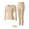 Conjunto de Ropa Interior Térmica de Manga Larga y Pantalón Largo con Ácido Hialurónico para Mujer, Conjunto de Ropa Interior Térmica de Alta Elasticidad para Otoño