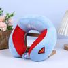 Almohada en forma de U con dibujos animados para niños, protección para el cuello, portátil, para coche, viajes y oficina.