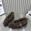 Zapatos Mary Jane de Lana de Cordero para Mujer 2026 Otoño/Invierno Nuevos Zapatos de una Sola Pieza con una Correa Suela Plana Mocasines Cálidos con Forro de Terciopelo