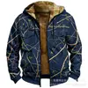 Sudadera con capucha de impresión 3D y digital con elementos multicolores transfronterizos, forro marrón, chaqueta de algodón
