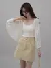 Cárdigan de Punto Elegante Gris de Seda Hielo Protector Solar para Mujer, Ropa Exterior Camisola de Verano Estilo Francés, Chal Transparente de Manga Murciélago