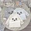 Ropa interior térmica de terciopelo para niños Otoño e Invierno Versátil Niños Dibujos Animados Estampado 3D Niños Pequeños Manga Larga Cálido Top Venta al por Mayor