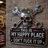 Señal de Metal para Pared Diseño Creativo Práctico Portátil Lindo Transfronterizo Lugar Feliz Placa de Calavera