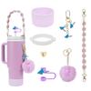 Conjunto de 7 peças Copo Decorativo Tampa de Palha Copo Conjunto Copo Corrente Ins Dia dos Namorados 2 Série Chave Pingente Bola de Pelúcia Pingente Xi