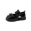 2025 Nuevos Zapatos de Cuero con Lazo para Niñas Zapatos Tipo Frijol Suaves para Bebés y Niños Pequeños y Medianos Zapatos Negros de Rendimiento